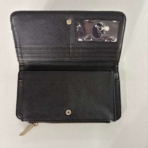 Loungefly Disney Mickey & Minnie Embossed Wallet Black White Faux Leather Zip - Picture 4 of 6